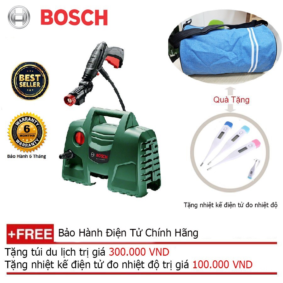 [Hàng Chính Hãng] Máy xịt rửa cao áp Bosch AQT 100 + Quà tặng áo mưa