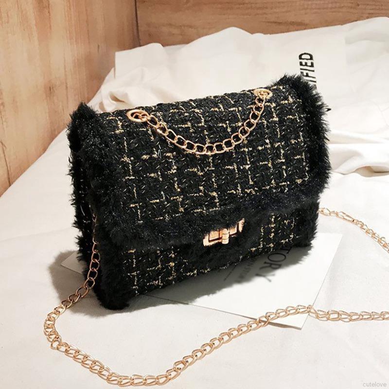 Túi đeo chéo da PU bằng len phong cách thời trang độc đáo | BigBuy360 - bigbuy360.vn