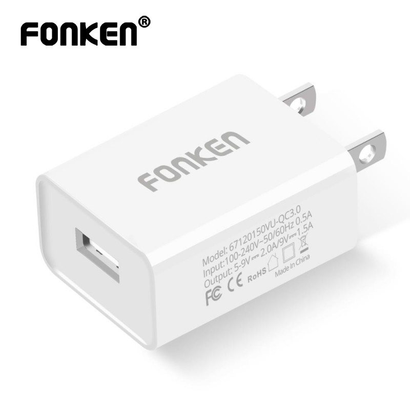 Củ Sạc Nhanh Fonken Cho Điện Thoại Cổng USB Chuẩn QC 3.0 18W