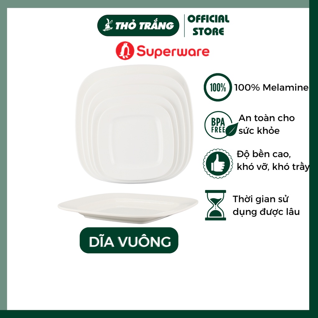 Dĩa nhựa vuông giả sứ cao cấp- Porceline
