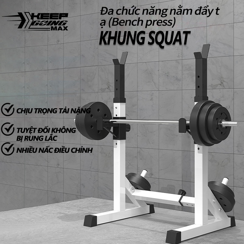 Giá tập tạ có thể điều chỉnh hộ gia đình Giá ngồi xổm đơn giản Giá đỡ cây tạ Giá đỡ Squat Giá đỡ ngồi xổm ở trạm đa chức