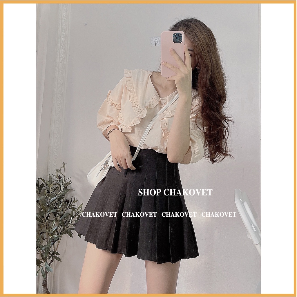 Áo sơ mi nữ tay ngắn form rộng A873 cổ chữ V, tay bồng retro kiểu pháp thiết kế sang trọng hàng đẹp mặc đi làm đi học | BigBuy360 - bigbuy360.vn
