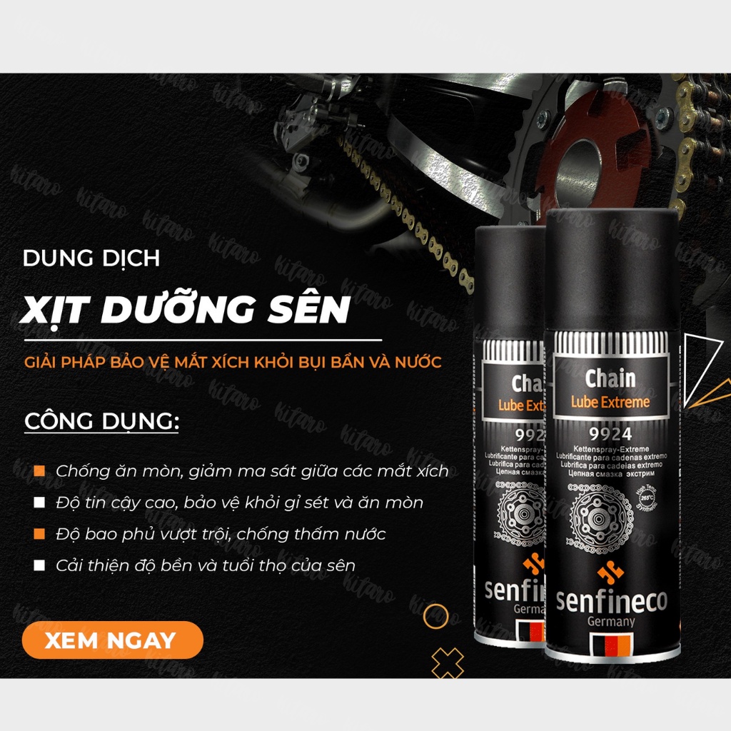 Dưỡng sên Senfineco - bôi trơn sên chống văng Senfineco Chain Lube Extreme 9924 200ml