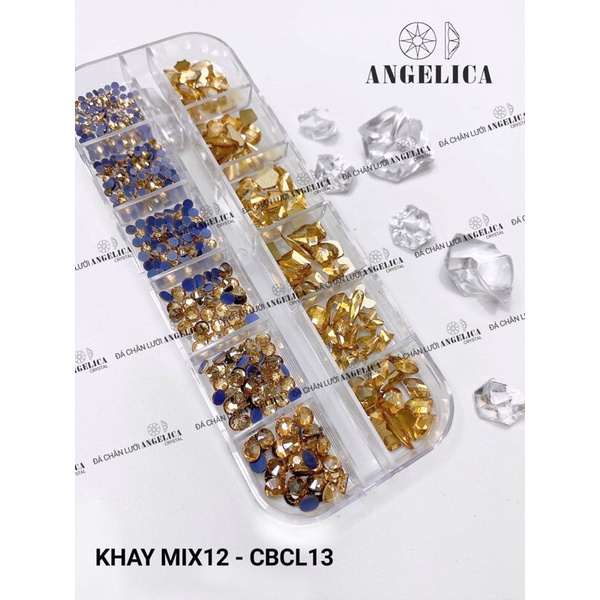 Khay đá chân lưới mix đá chân bằng 520 viên ANGELICA trang trí móng