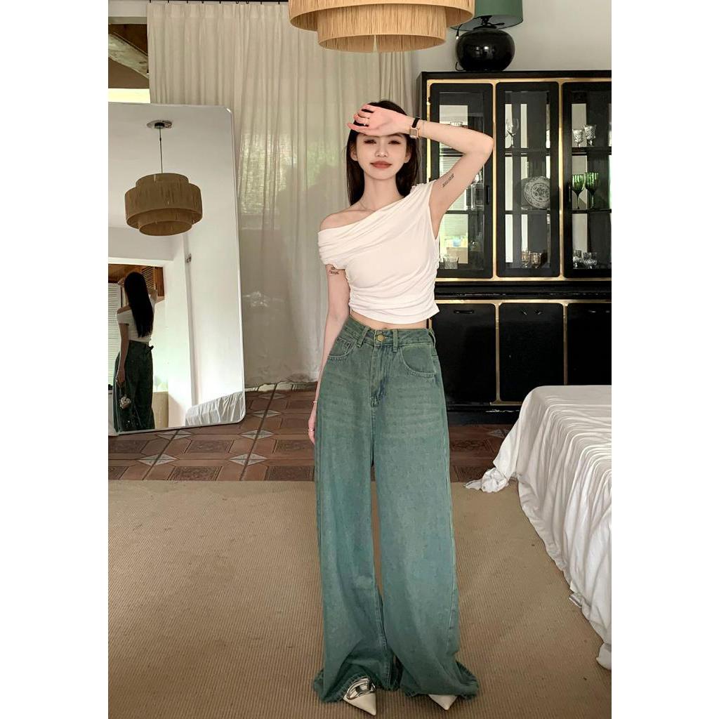 Quần Denim Ống Rộng Trọng Lượng Nhẹ Thời Trang Mùa Hè 63952