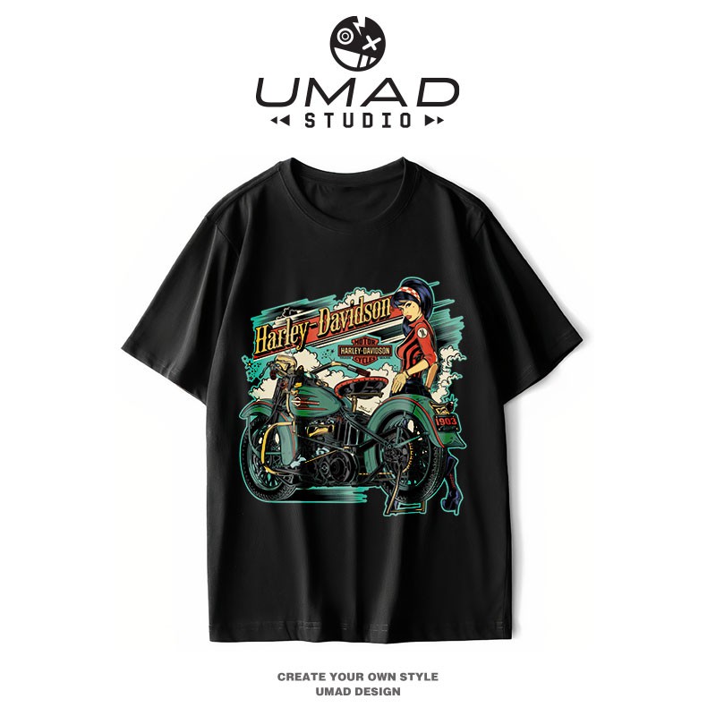 BÁN CHẠY - Áo thun UMAD unisex racing biker Harley Davison v.4 nam nữ tay ngắn có big size chất đep