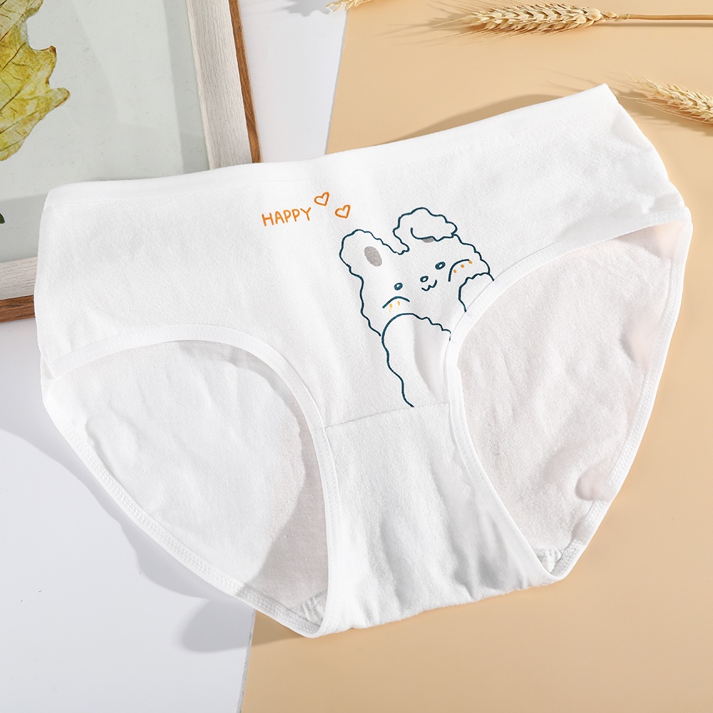 Set 5 Quần Lót Aijolen Cotton Mềm Thoáng Khí In Họa Tiết Thỏ Hoạt Hình Dễ Thương Cho Nữ