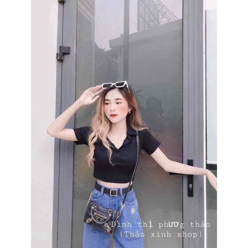 Áo croptop polo cổ trụ trơn nhiều màu hottrend 2020 | BigBuy360 - bigbuy360.vn