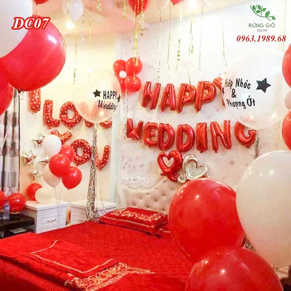 Set Bóng Trang Trí Phòng Cưới ,Set Bóng Happy Wedding Trang Trí Phòng Tân Hôn