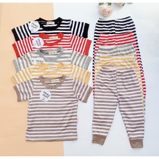 Bộ Cộc Tay Kẻ Quần Dài Minky Mom Chất Thun Lạnh Cực Đẹp Cho Bé Unchi
