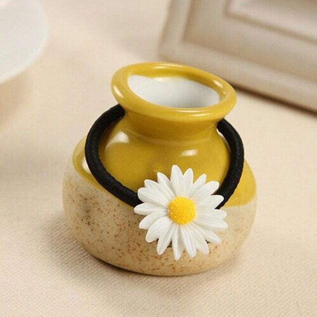 Dây cột tóc và kẹp hoa cúc kiểu Hàn Quốc