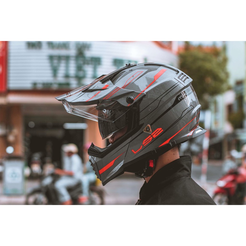 [TẶNG GĂNG] Mũ bảo hiểm cào cào Dual Sport LS2 MX436 2 kính chính hãng