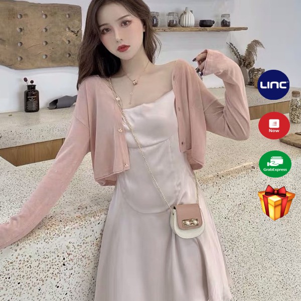 Áo khoác crotop mỏng cardigan dáng sơ mi cho nữ 2022
