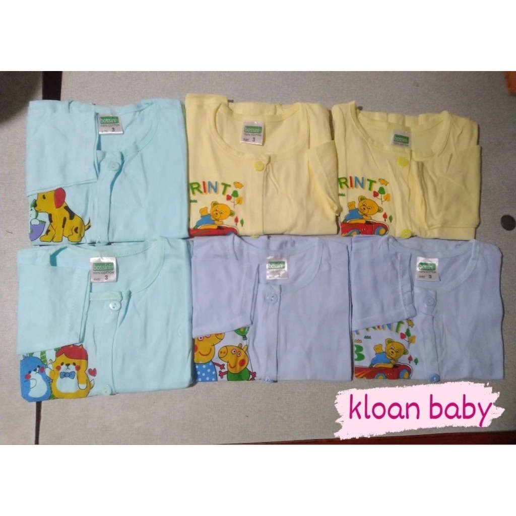 Áo nút giữa tay dài màu sơ sinh Bossini 100% cotton