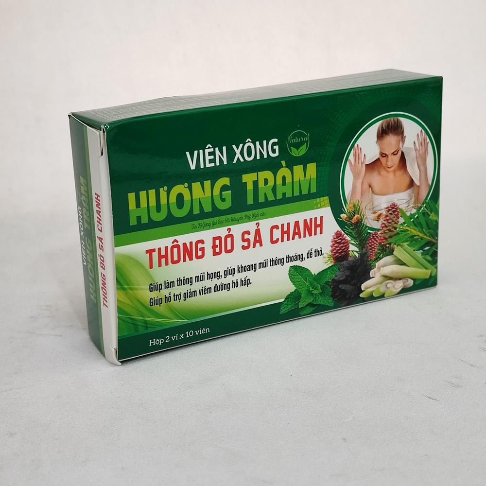 Viên tinh dầu xông mũi họng Sả chanh Tràm Gừng ..dùng trực tiếp pha vào nước-Hộp 20 viên- mã 45001