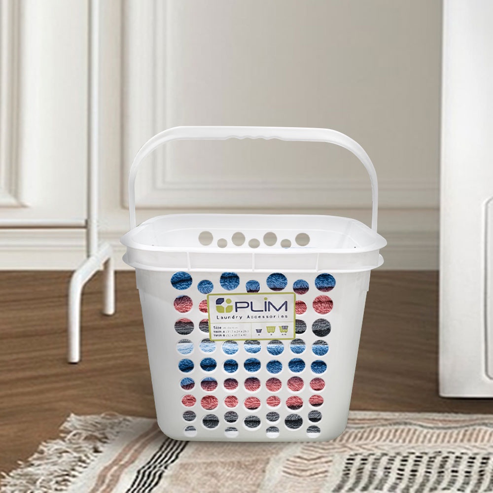 HomeBase PLIM Giỏ đựng đồ bằng nhựa hình vuông trọng lượng nhẹ Thái Lan W24xH28xD31,5 màu trắng