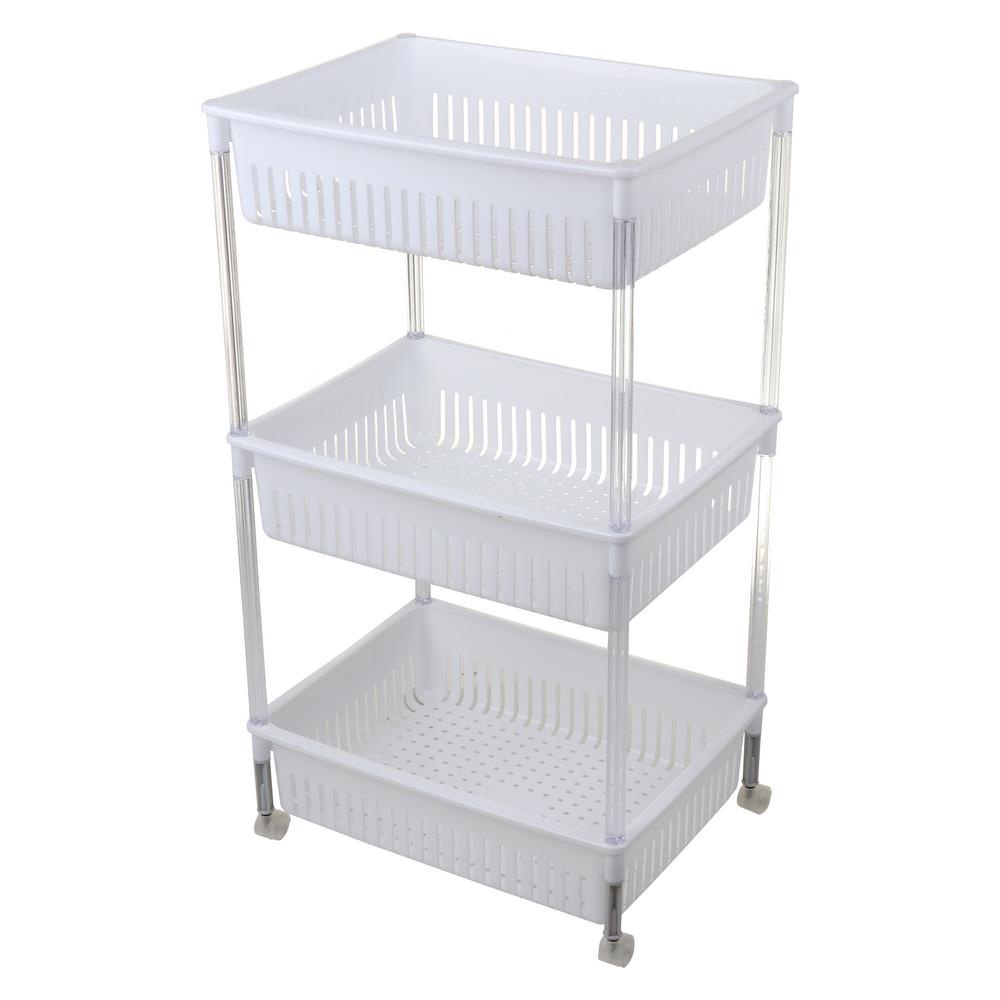 HomeBase KEYWAY Giá đựng đồ bằng nhựa có bánh xe AP383 Thái Lan W20,2xH83,2xD47,2 màu trắng