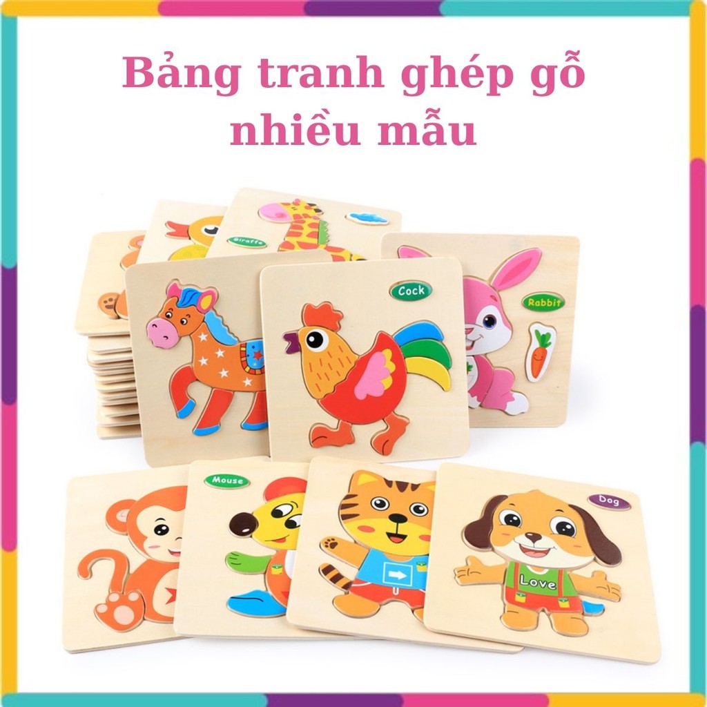 ♥FREESHIP♥ Đồ chơi xếp hình lắp ráp Tranh Ghép gỗ 3D nhiều hình Ngộ Nghĩnh - Phát Triển Trí Tuệ Cho Bé