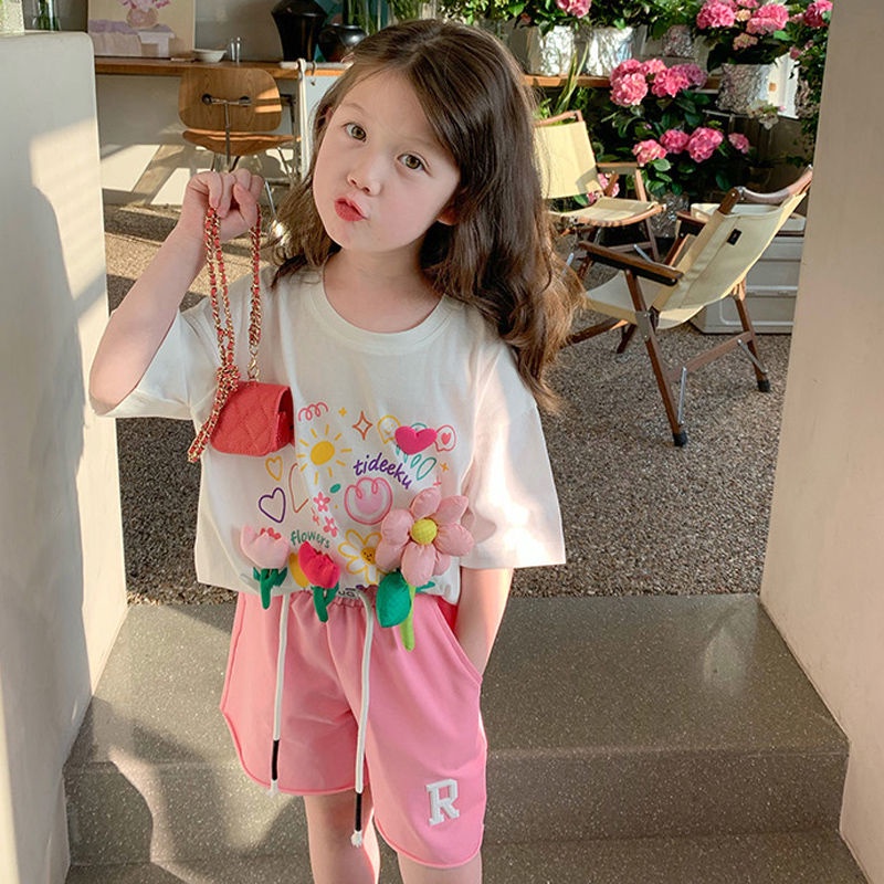 Hàng Mới Về Áo Thun Cotton Ngắn Tay Cổ Tròn In Họa Tiết Hoạt Hình Thời Trang Mùa Hè Cho Bé Gái