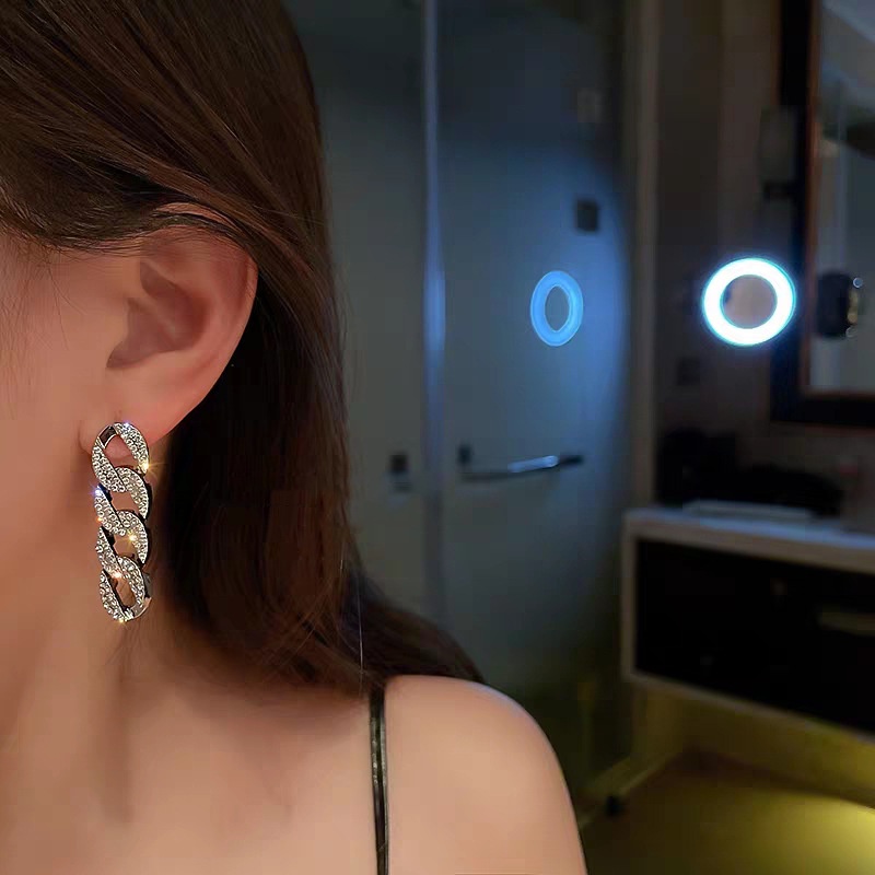 Bông Tai Dáng Dài Đính Đá Thời Trang Cho Nữ