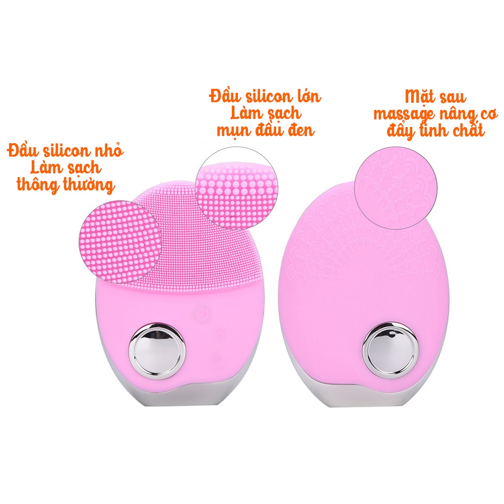 Máy rửa mặt massage MIANZ chất liệu silicon sử dụng sóng siêu âm có đèn LED cao cấp - MIAN MART