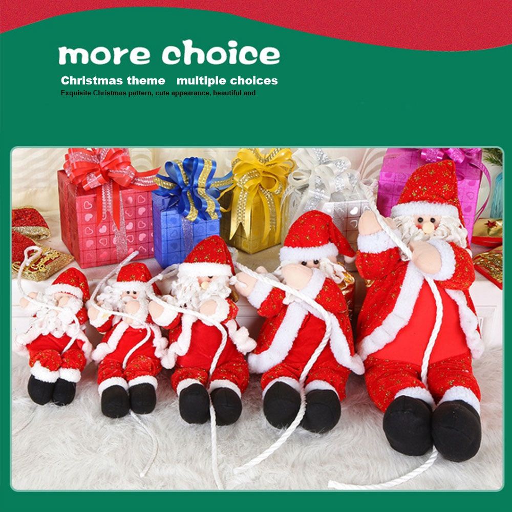 Búp bê nhồi bông hình ông già Noel leo dây ngộ nghĩnh dùng trang trí Giáng Sinh/ năm mới
