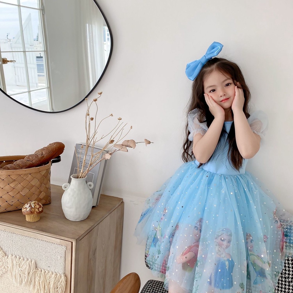 Áo đầm elsa bé gái 10 tuổi  ☑️ Quần áo cho bé mập 9 tuổi, bé gái lớn 20kg 25kg 30kg 35kg 40kg