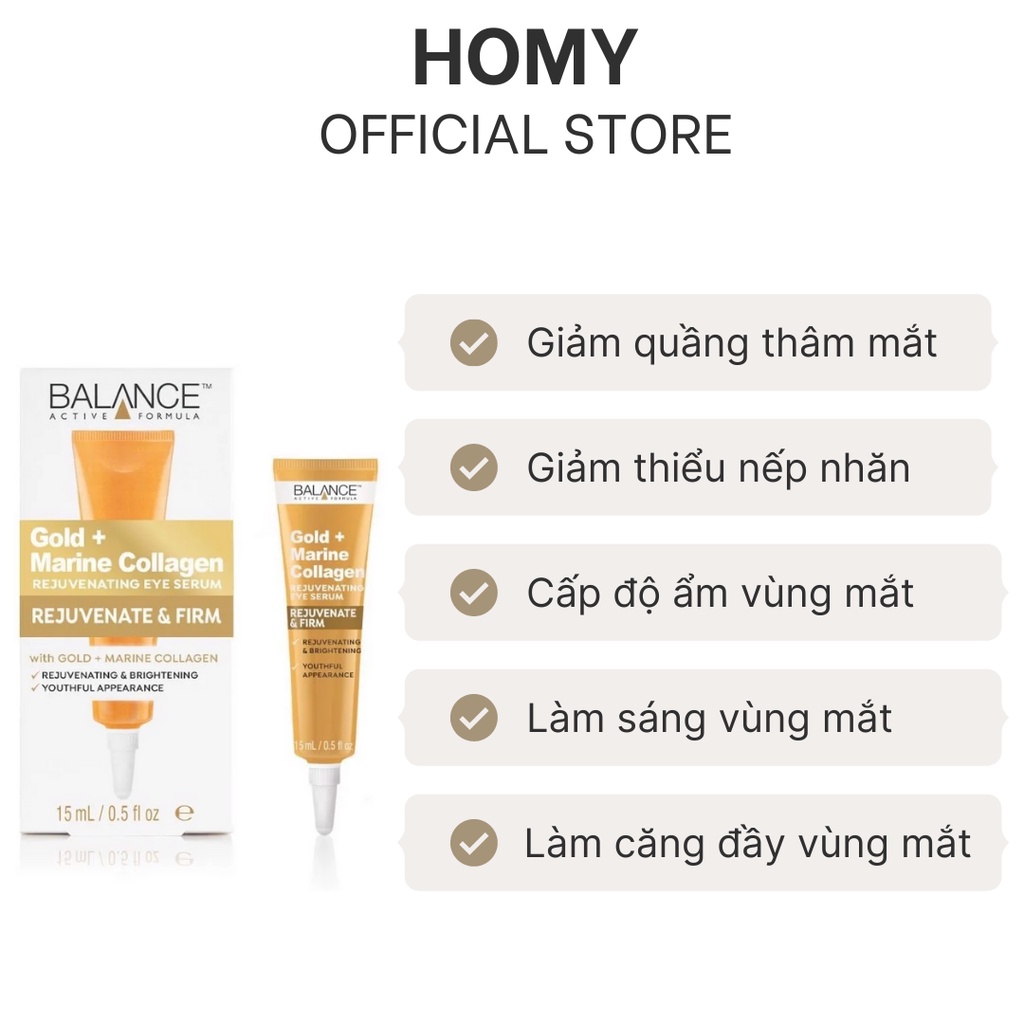 Tinh chất dưỡng da vùng mắt ngừa lão hóa Balance Active Formula Gold + Collagen Rejuvenating Eye Serum 15ml