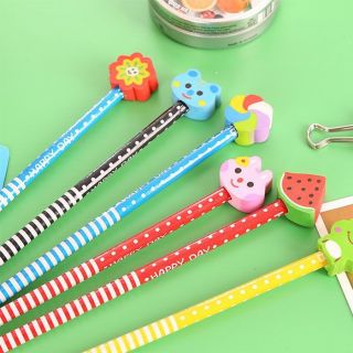 Combo 10c bút chì đầu tẩy nhiều hình