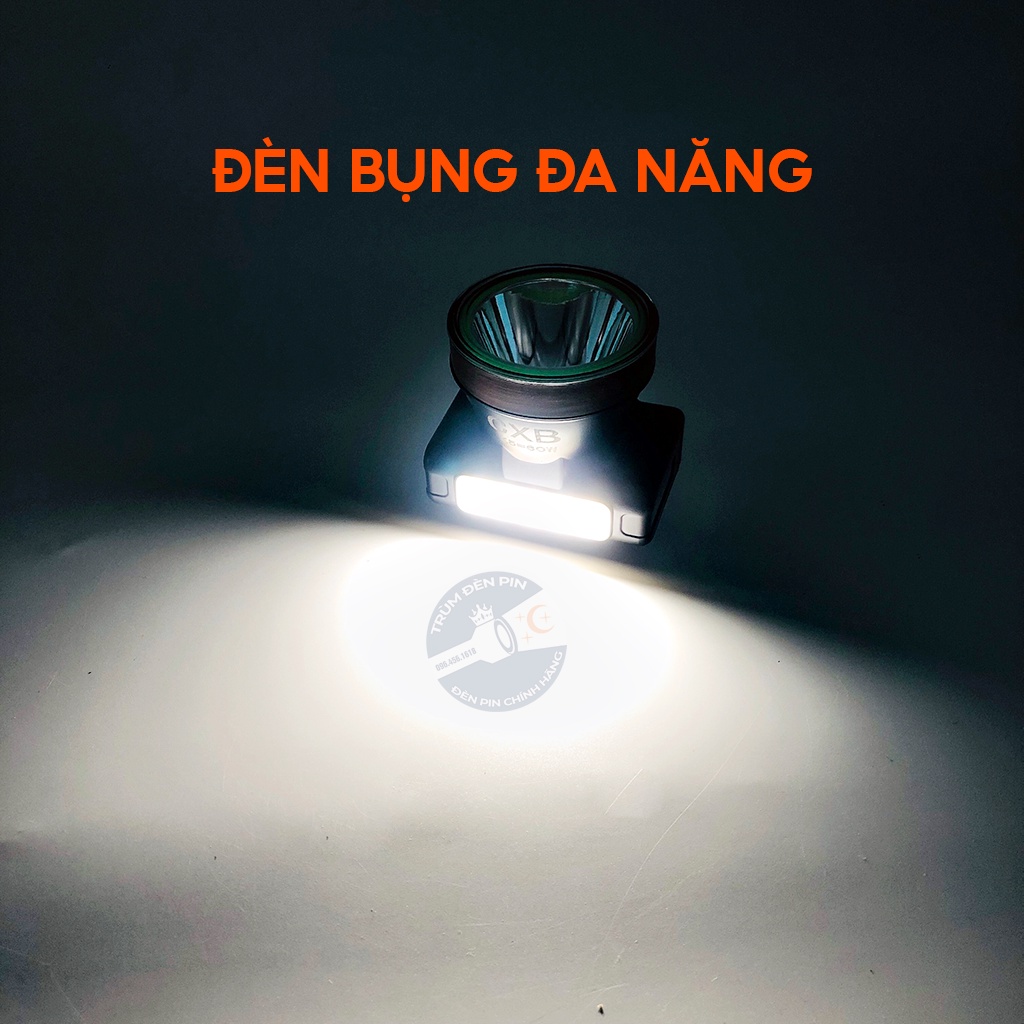 Đèn pin đội đầu siêu sáng 60W CXB X5 LED chiếu xa chống nước, tuỳ biến thành đèn mỏ cài mũ có đèn phụ tiện dụng