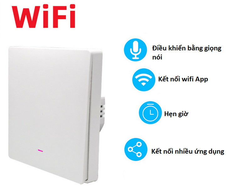 Công tắc wifi smart life tuya bật tắt đèn quạt nút cơ sang trọng độ bền cao