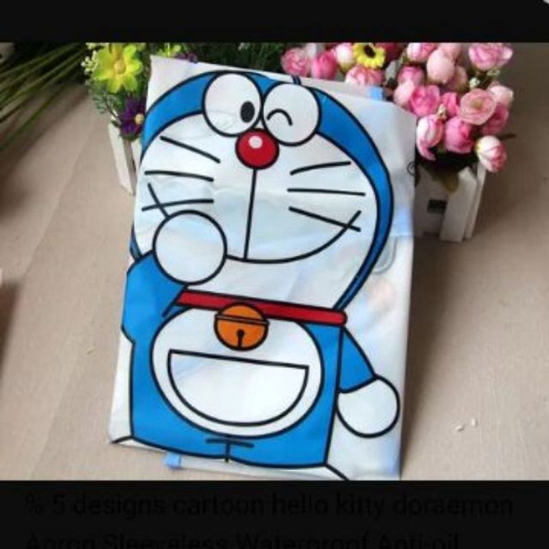 Tạp dề chống thấm nước hình Hello Kitty / Doraemon dễ thương