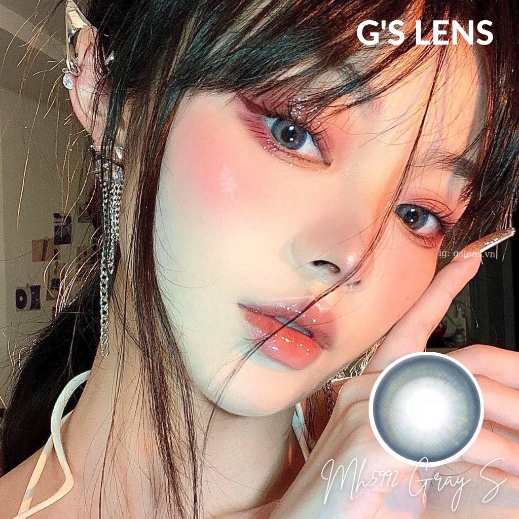 Lens Mắt Kính Áp Tròng Xám Xanh Siêu Hot Douyin Size S 14.2mm Có 0 Đến 7