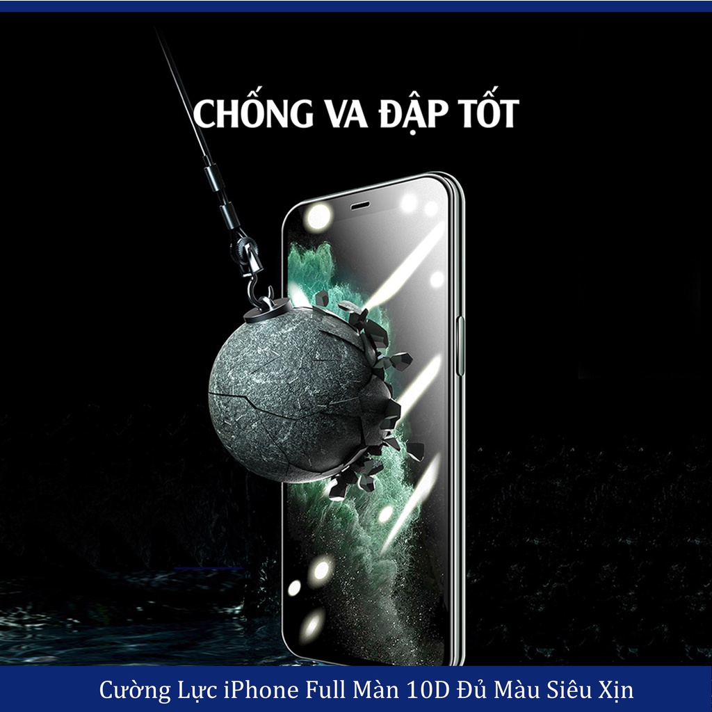 Kính cường lực iPhone 10D full màn hạn chế bám vân tay đủ dòng