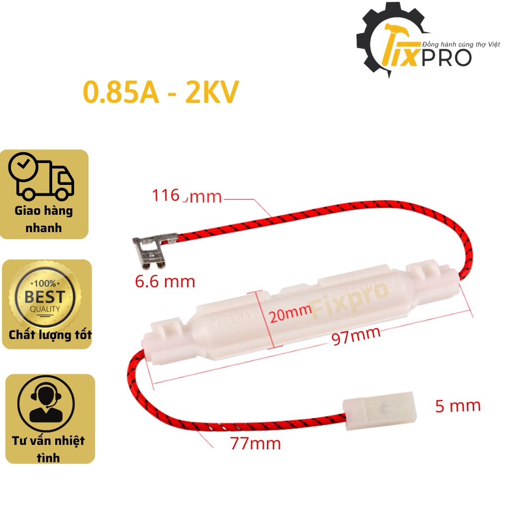 Cầu chì cao áp lò vi sóng hộp trắng 0.85A 2kV chất lượng tốt