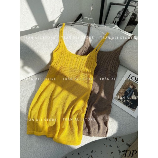 Đầm body len hai dây