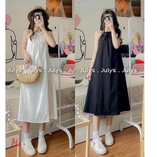 Váy Nữ, Đầm Nữ 3 Lỗ Cổ Bèo Dáng Dài 2 Màu Siêu Hot Hit