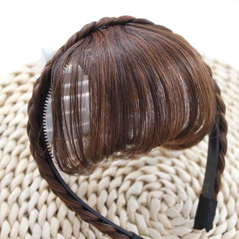 Băng Đô Kiểu Tóc Giả Thắt Bím Bằng Sợi Tổng Hợp Thời Trang