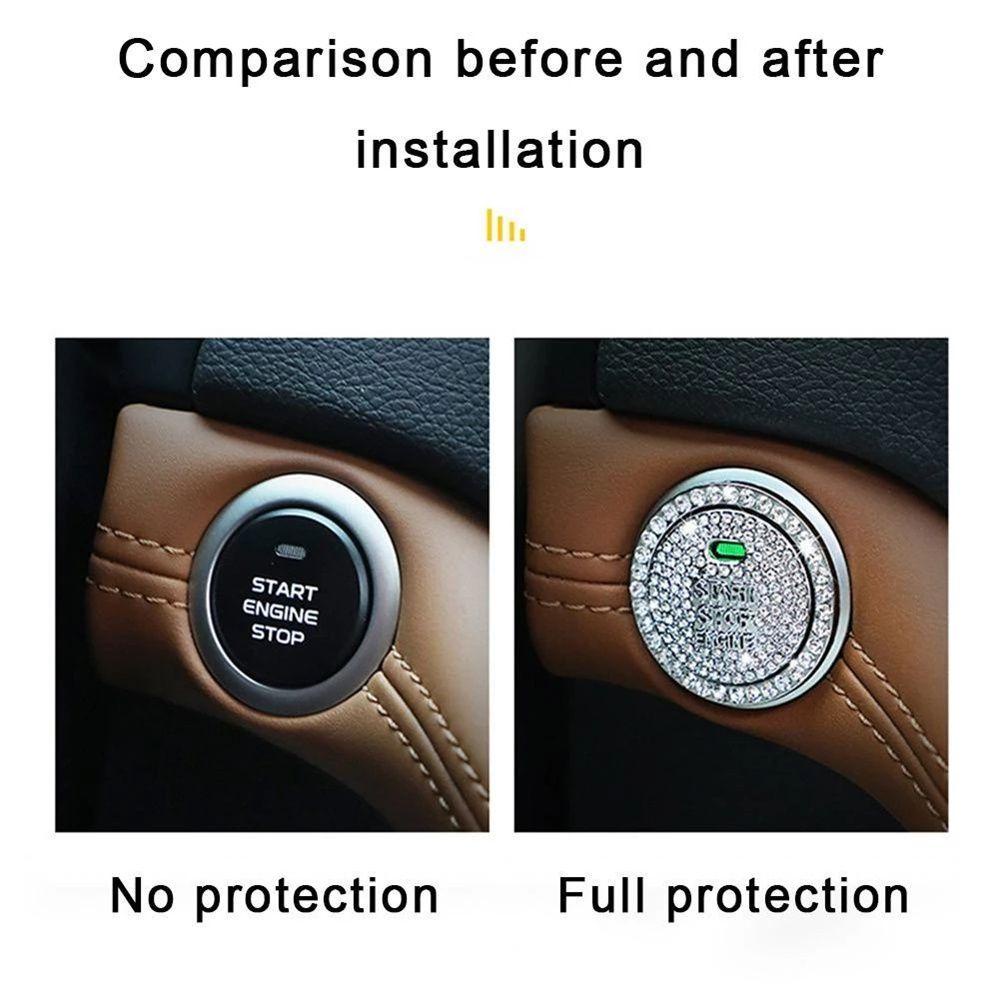 Ốp Bọc Bảo Vệ Nút Bấm Trang Trí Cho Xe Hơi|Sticker Dán Trang Trí Nút Khởi Động Xe Hơi