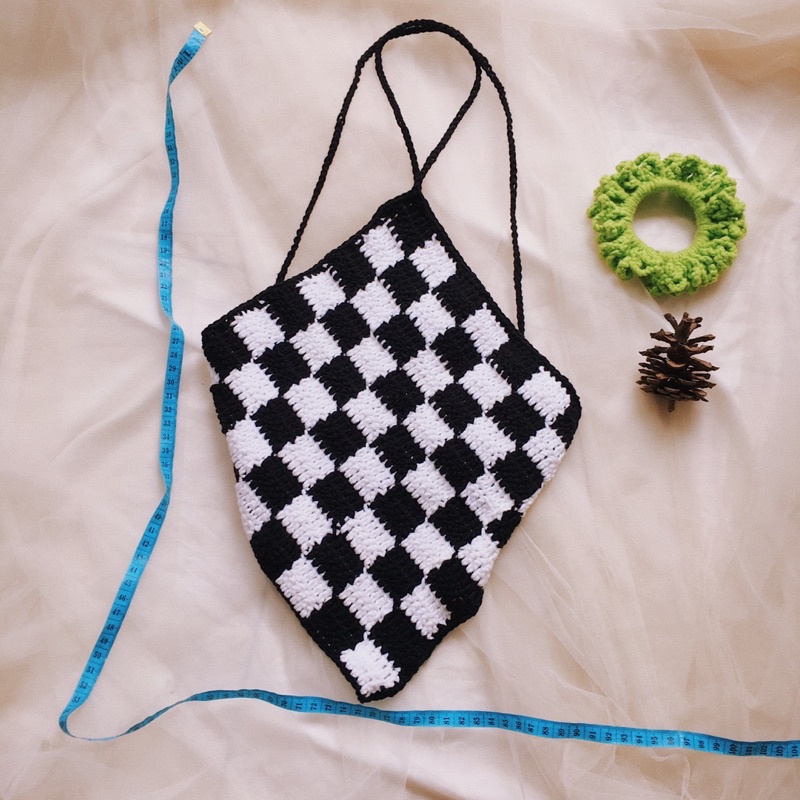 Crochet Checkerboard Top - Yếm Caro Len Móc - Xanhlanhes
