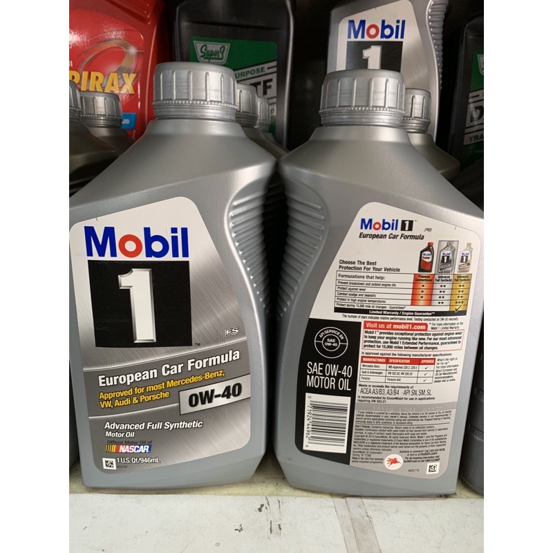 Nhớt Mobil 1 Euro Car Formula 0W-40 Full Synthetic 946ml