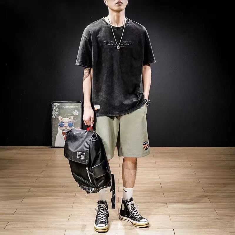 Áo Thun Cotton Tay Ngắn Cổ Tròn Dáng Rộng Thiết Kế Trẻ Trung Hợp Thời Trang Cho Nam