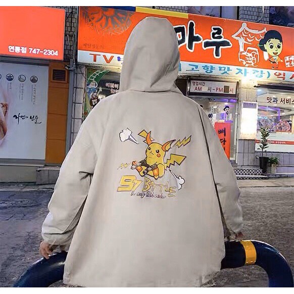 [Freeship] ÁO KHOÁC DÙ UNISEX NAM NỮ IN HÌNH PIKACHU THỜI TRANG NOBLE TP27