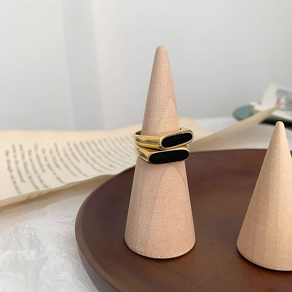 Nhẫn Hở 2 Lớp Mặt Vuông Phong Cách Vintage Có Thể Điều Chỉnh Kích Cỡ