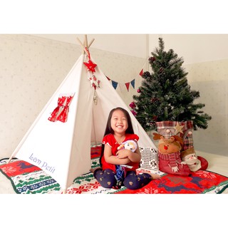 Lều vải cho bé - Mẫu cửa sổ đỏ Noel