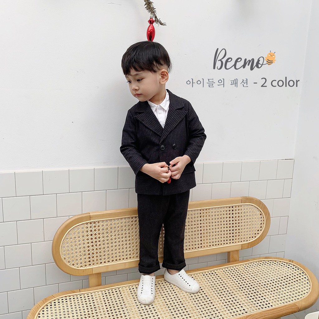 Set Vest cho bé trai Beemo, chất liệu tếch Hàn, thiết kế cổ Vest 4 khuy sành điệu B037