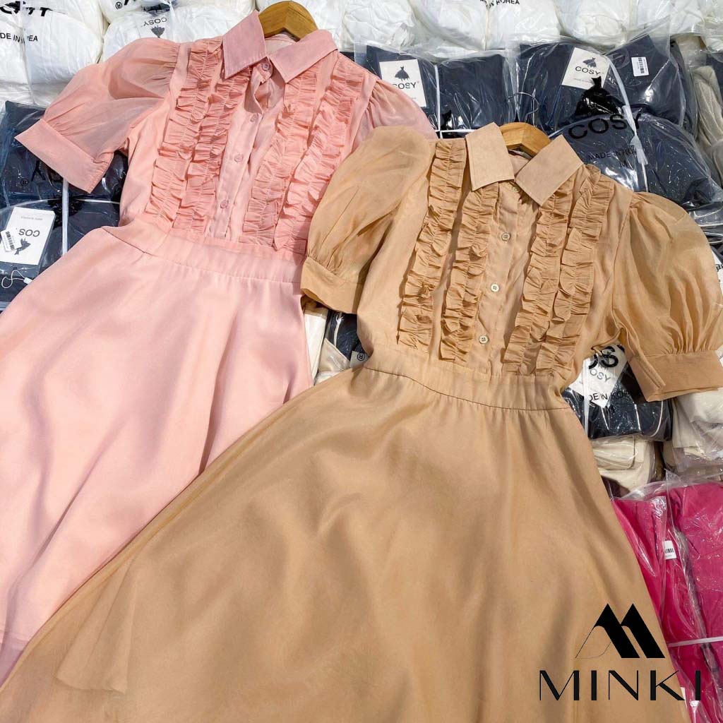 🌸 ĐẦM SƠ MI TIỂU THƯ BÈO NGỰC - CHẤT LIỆU CAO CẤP - MÀU HỒNG BÁNH BÈO/ NÂU TÂY | BigBuy360 - bigbuy360.vn