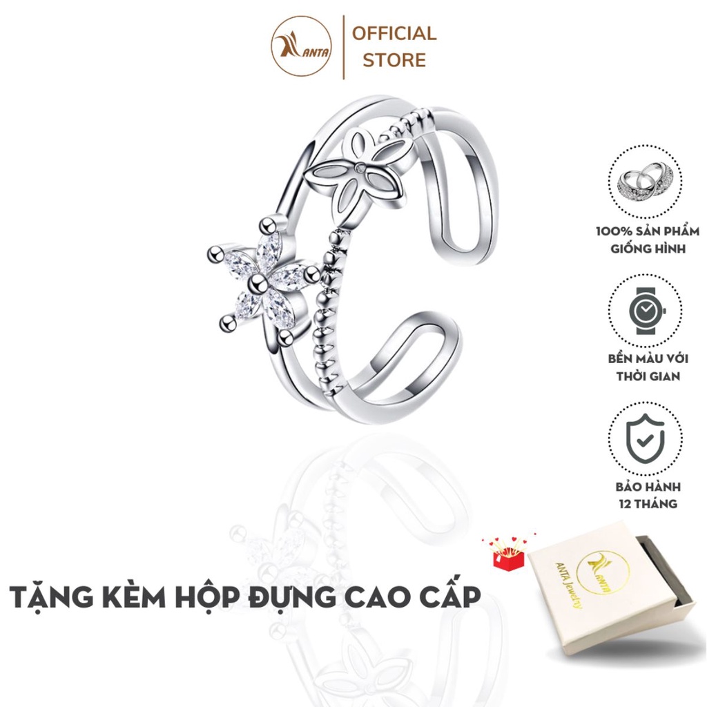 Nhẫn nữ thời trang thiết kế hoa 5 cánh đính đá phong cách Hàn Quốc ANTA Jewelry - ATJ2100P