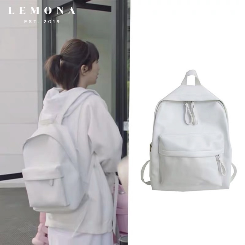 Balo Da PU, Balo Da Đi Học Chống Thấm Nước Vừa Laptop 14inch Thiết Kế Đơn Giản