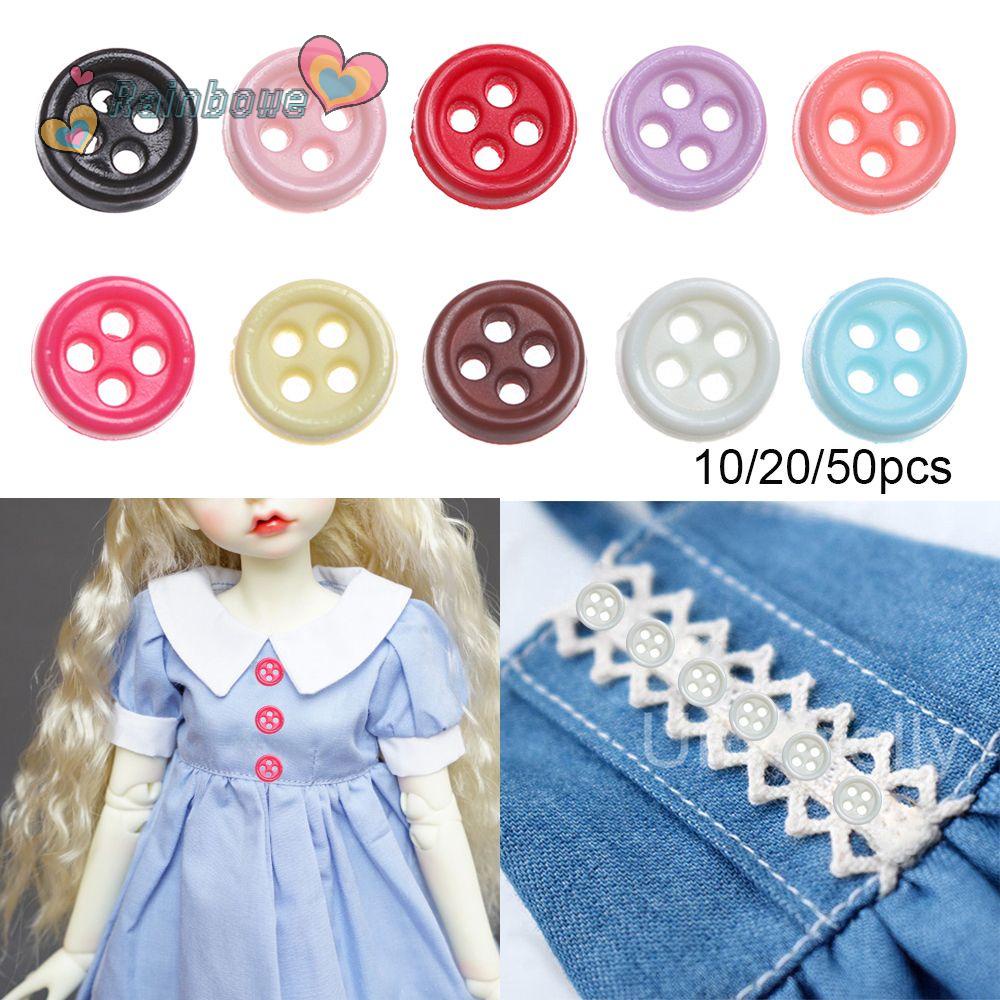 Set 10 / 20 / 50 Nút Tròn Nhiều Màu Sắc Trang Trí Quần Áo Búp Bê